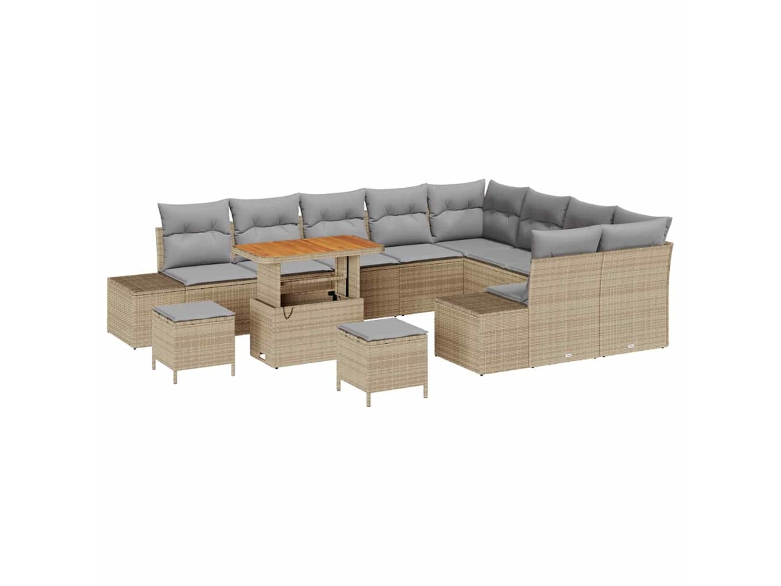 Maison Exclusive - Juego de sofás de jardín de ratán sintético beige de 12 piezas