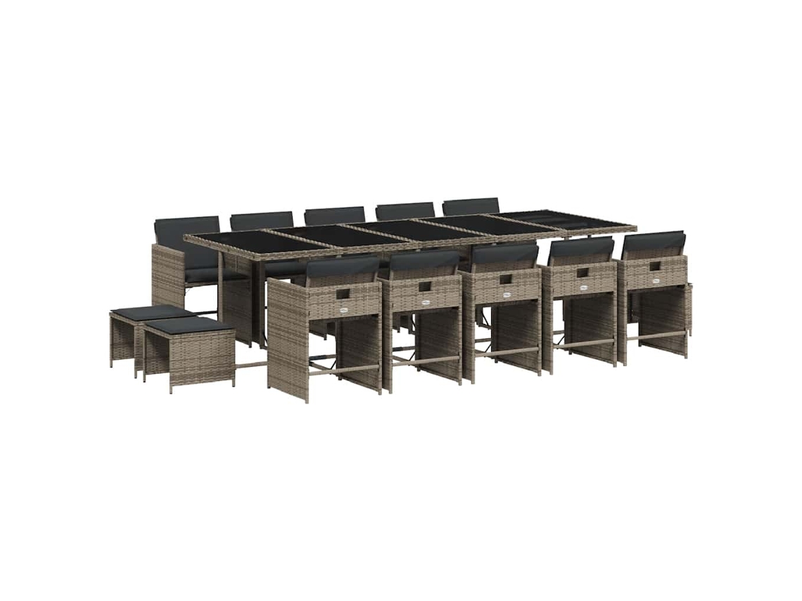 Maison Exclusive - Set Comedor De Jardín Con Cojines 15 Pzas Ratán Sintético Gris
