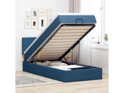 Cama Otomana Con Colchón Y Luces Led Azul 90x200 Cm Tela