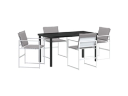 Juego de comedor de jardín de 5 piezas, acero con recubrimiento en polvo blanco, EXCLUSIVO DE MAISON