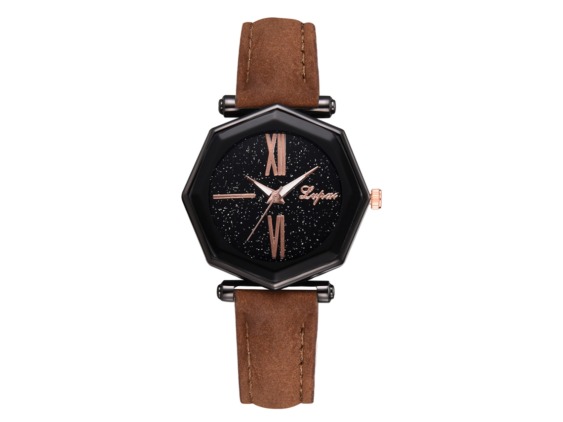 Reloj De Mujer Con Correa De Piel Sintética Y Movimiento De Cuarzo, Estilo Sencillo (marrón)