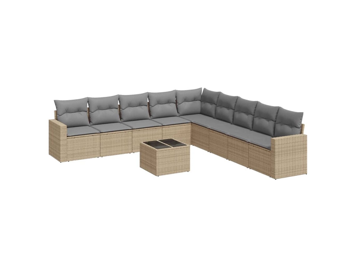 Maison Exclusive - Juego De Sofás Jardín Con Cojines Beige 10 Pzas Ratán Sintético
