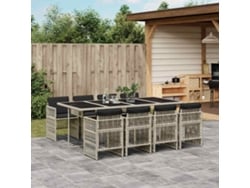 Juego de comedor de jardín de 9 piezas DKD Home Decor con cojines gris claro