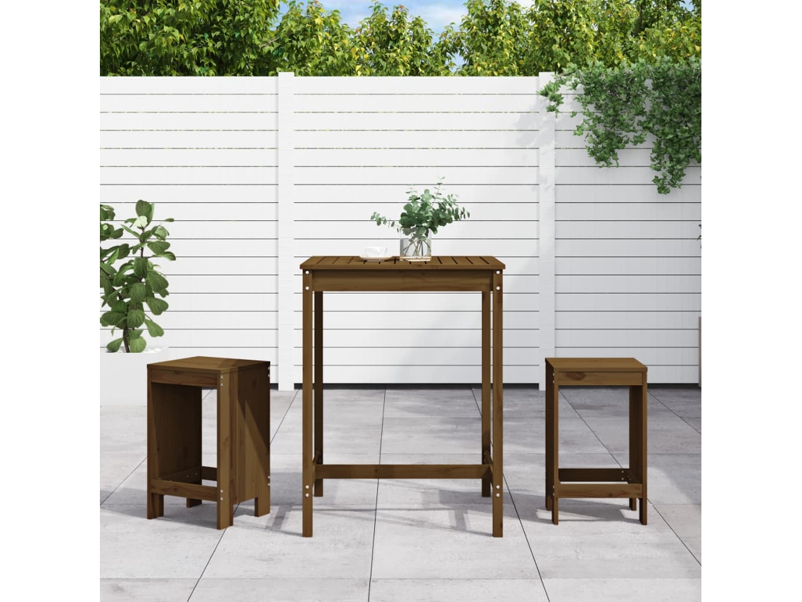 Conjunto de piezas. De Bar P/ Jardim Madeira Pinho Maciça Castanho Mel Dkd Decoración Del Hogar