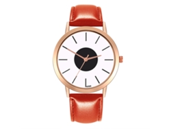 Reloj De Cuarzo Con Correa De Cuero Estilo Empresarial Simple Decoración Manual Para Hombres Rojo