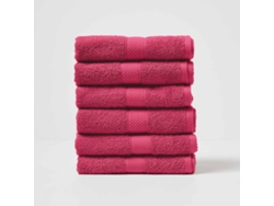 Homescapes Turkish Cotton Hand Towel Set Of 6, Raspberry