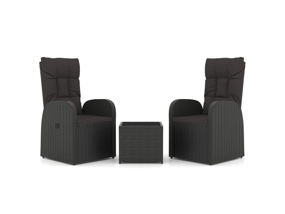 Maison Exclusive - Juego Salón Jardín 3 Pzas Ratán Sintético Y Acero Negro