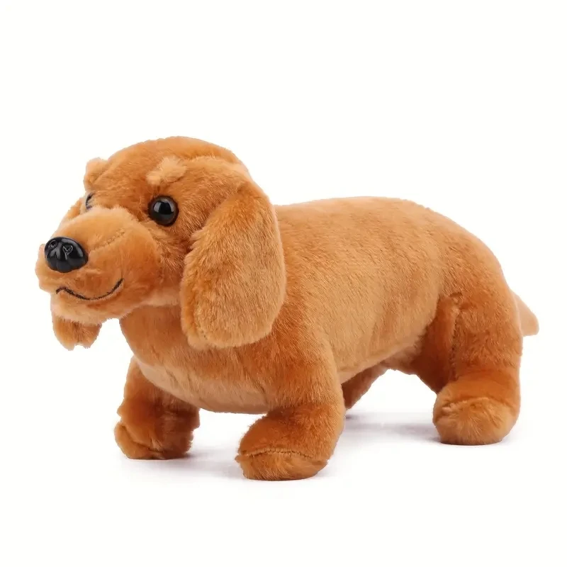Peluche realista de perro salchicha (naranja, 25 cm)