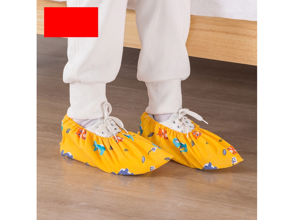 Cubrezapatos Dinossauro Cartoon Antiderrapante Lavável Arejado Para Adultos Borda Alargada Amarelo