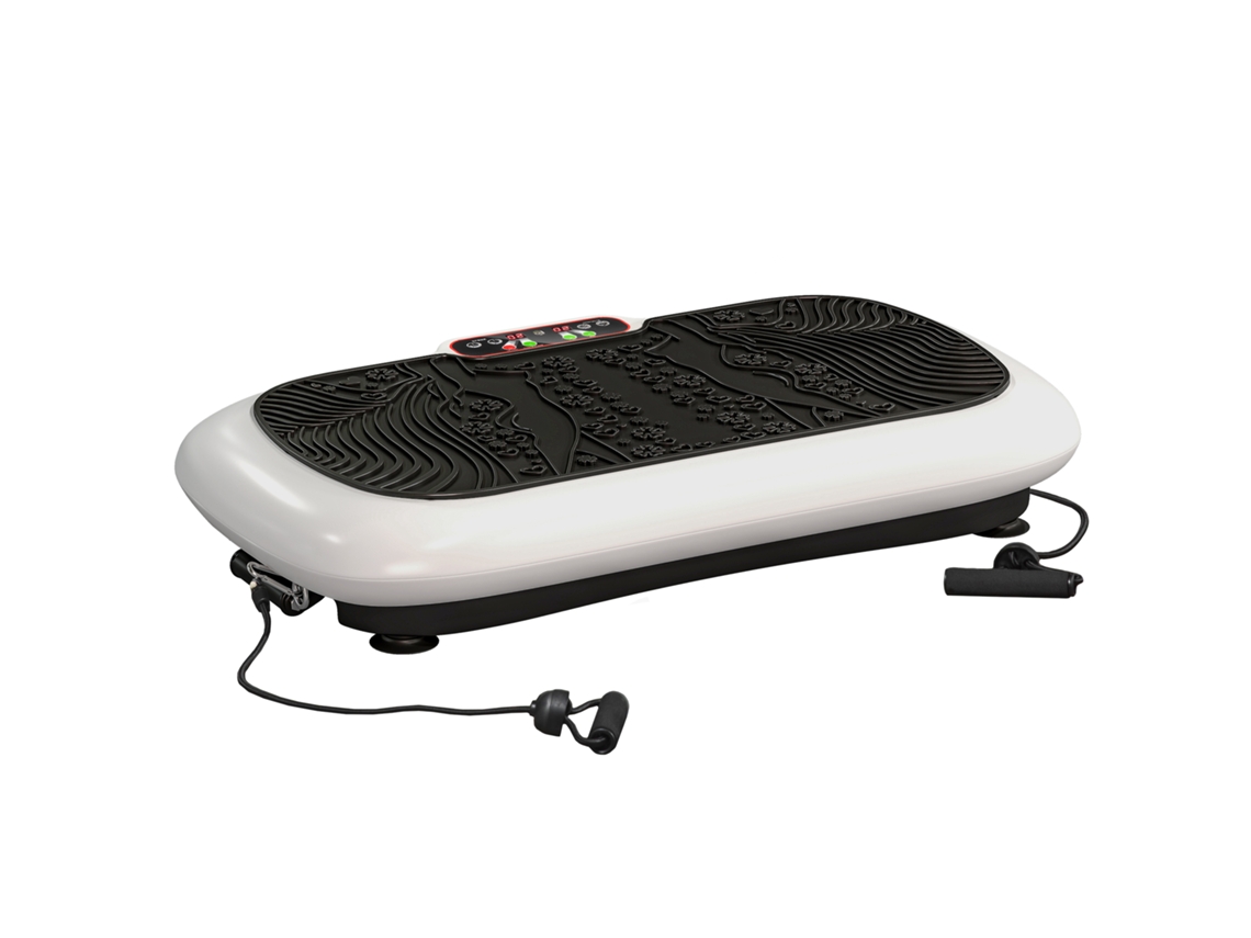 Plataforma vibratoria con 99 niveles y 2 bandas para fitness - Blanco/Negro