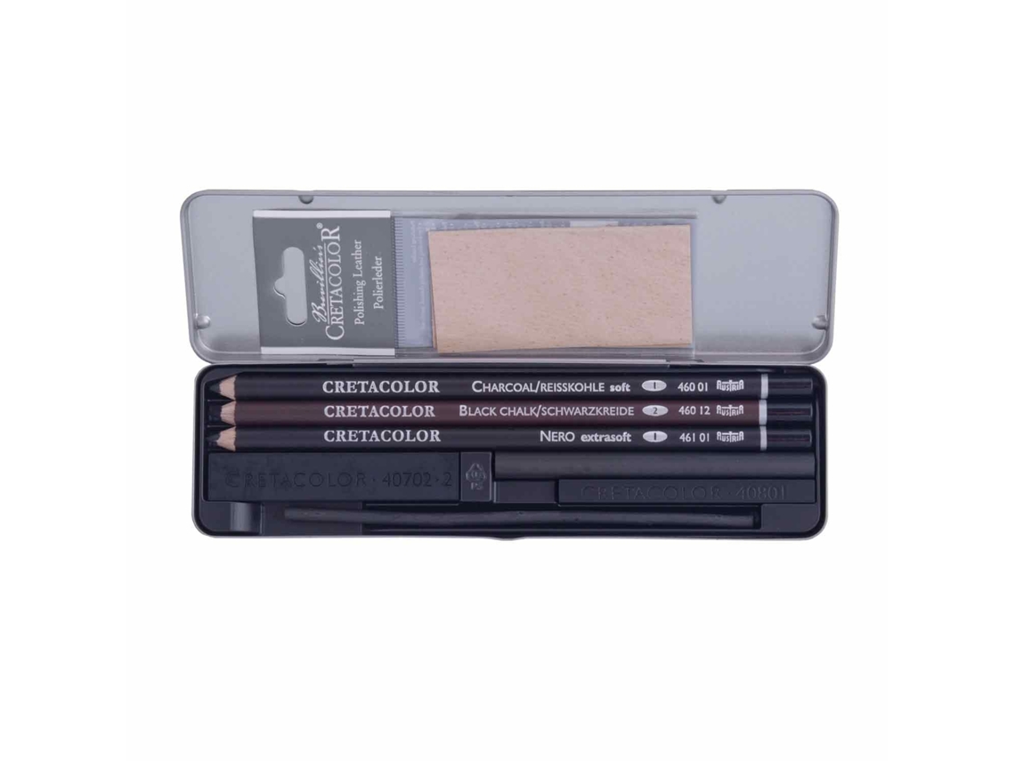Kit de Pintura BREVILLIER'S CRETACOLOR Dibujo 4 Lápiz y 4 Carbón