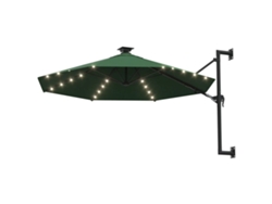 Toldo parasol tipo vela para jardín con luces LED, 300 cm, verde, HARLANV1
