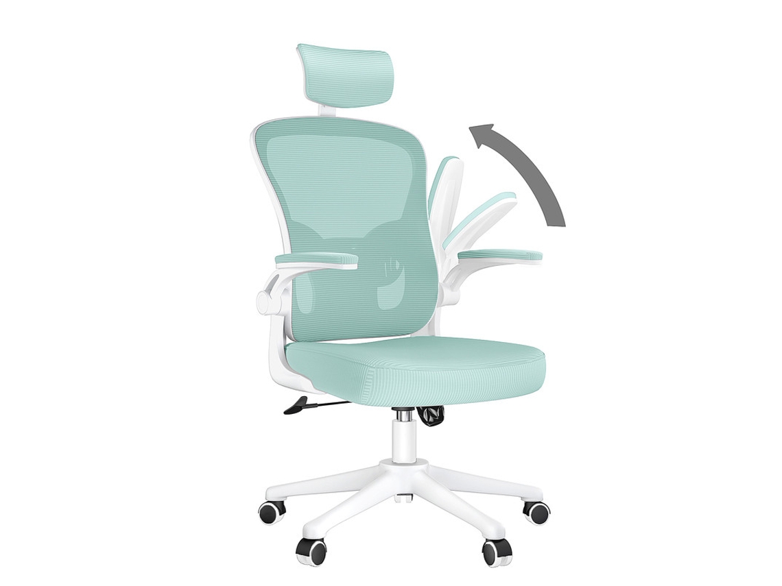 Silla de oficina ergonómica RACINGREAT con respaldo alto, brazos abatibles de 90° a 120° y reclinables de 90° - Verde