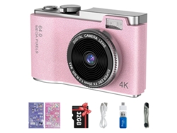 Câmera Digital Infantil Tela de 2.4 Polegadas 4K Hd Câmera Ccd Compacta 32Gb Rosa 