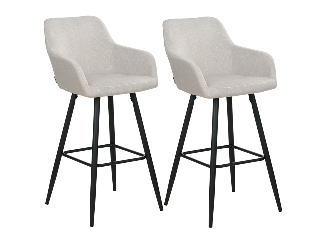 Conjunto de 2 cadeiras de bar BELIANI Casmalia de Veludo Creme 50x55x104