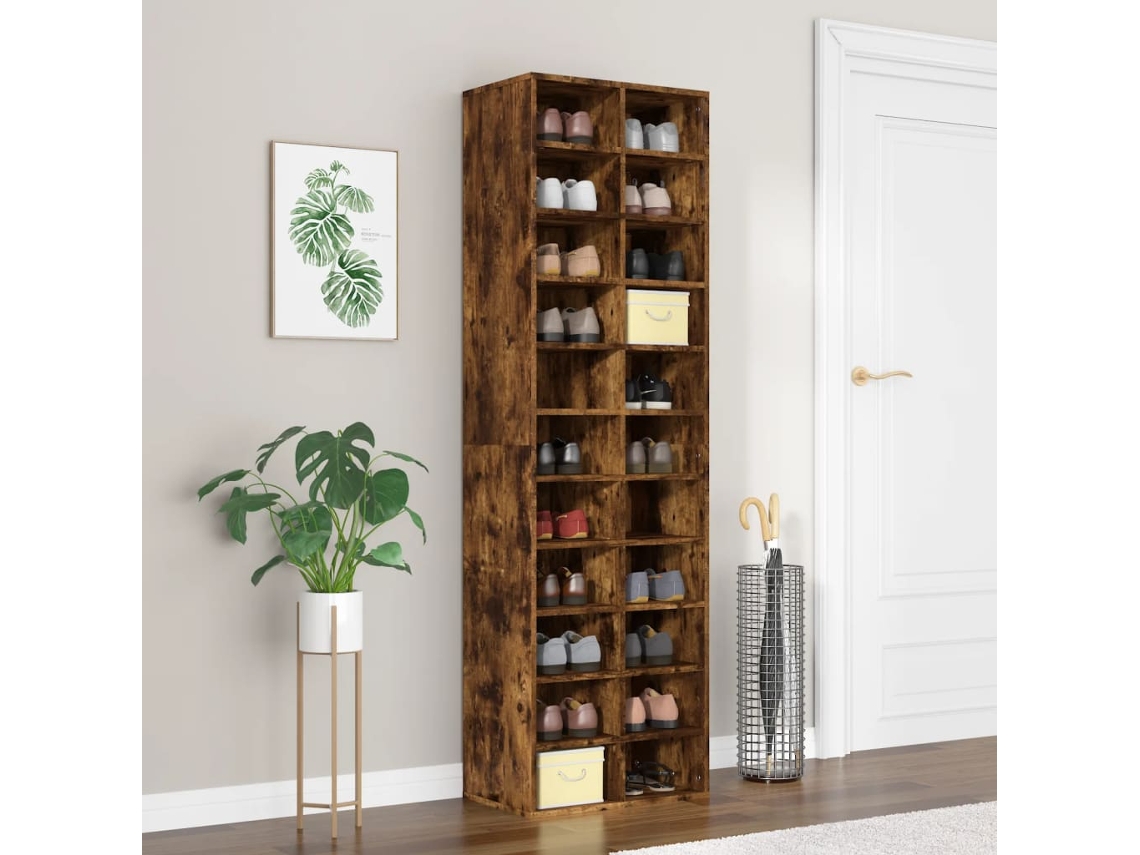 Zapatero Organizador 54X34X183 Cm Derivados de Madera Roble Ahumado