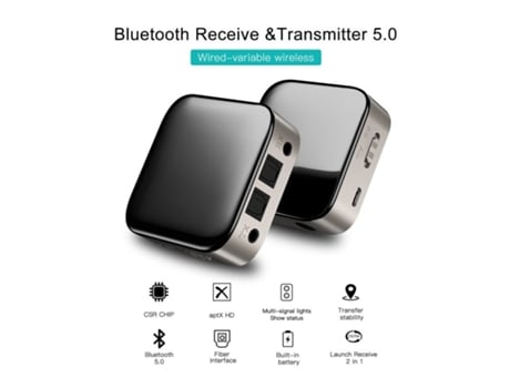 transmisor receptor de audio bluetooth 5.0 2 en 1 3.5mm AUX Jack RCA adaptador inalámbrico de música estéreo para TV PC altavoces de coche negro