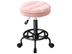 Taburete Giratorio Rosa 50-66 Cm, Rotación 360°, Multiusos Oficina, Belleza Y Spa