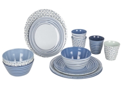 Bo-Camp Set de vajilla 16 piezas Mix & Match melamina azul