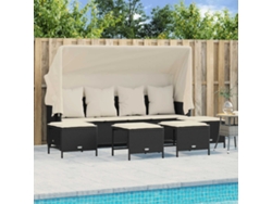 Conjunto de 5 sofás de jardín con cojines de mimbre sintético negro, Dkd Home Decor