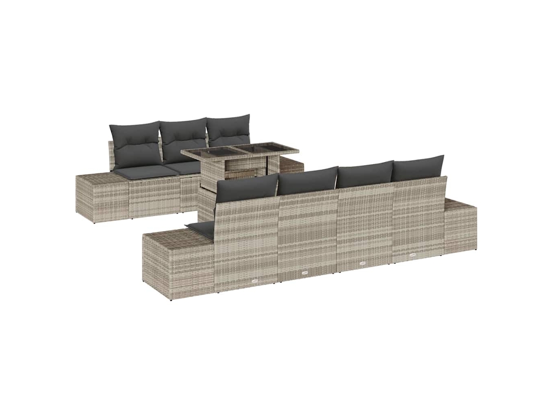 Maison Exclusive - Conjunto De Sofá De Jardín 8 Pcs Gris Claro Y Gris Oscuro