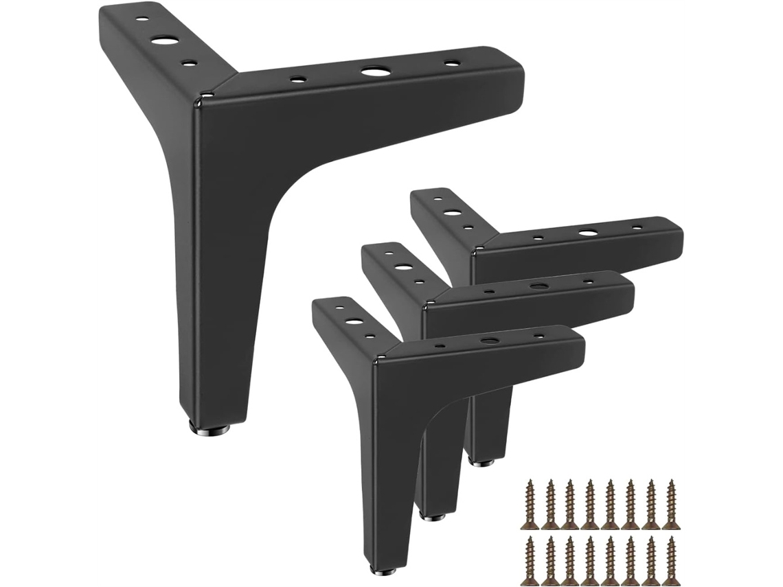 Pacote de 4 Pés para Móveis Pernas de Mesa Triangulares de 10 Cm Pés de Metal Preto