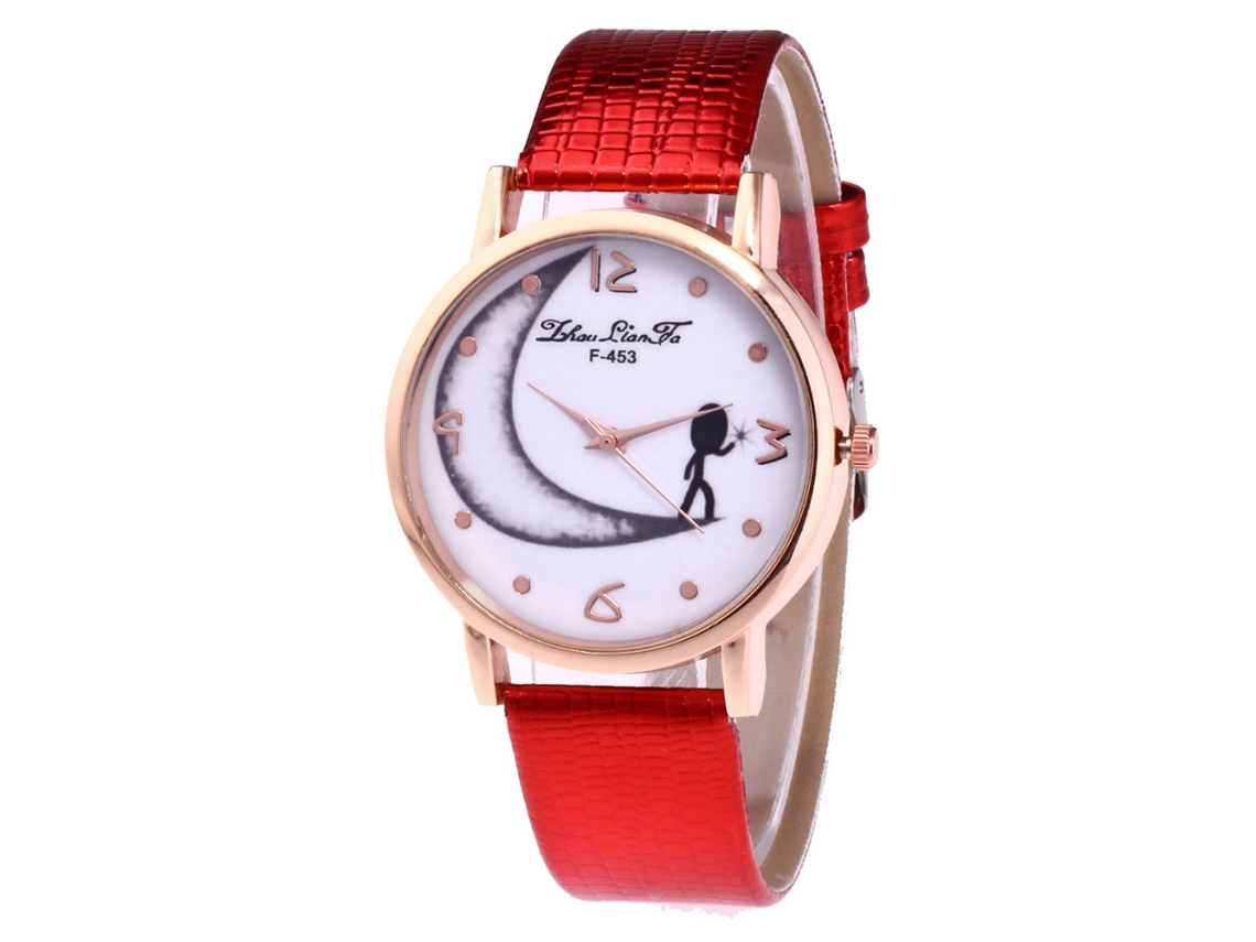 Reloj De Pulsera Unisex Zhoulianfa De Cuarzo Con Esfera Redonda Y Correa De Pu Roja.