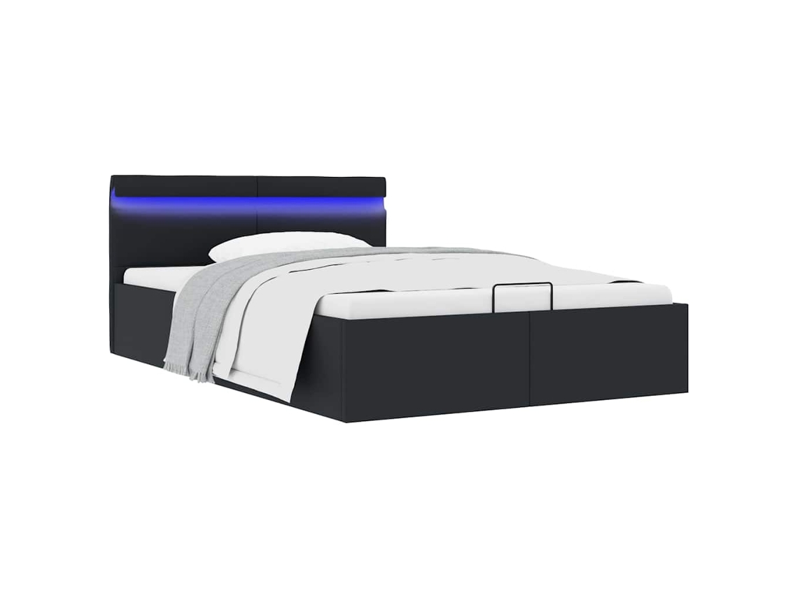 Cama Hidráulica Almacenaje Led Sin Colchón Negro 120x200 Cm
