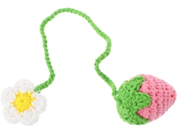 Colgante de fresa tejido, decoración creativa, espejo retrovisor, adorno trenzado, accesorio GOKOCO