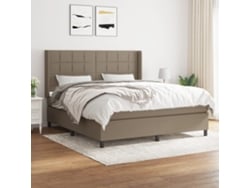 Cama Box Spring Con Colchón Tela Gris Taupe 160x200 Cm