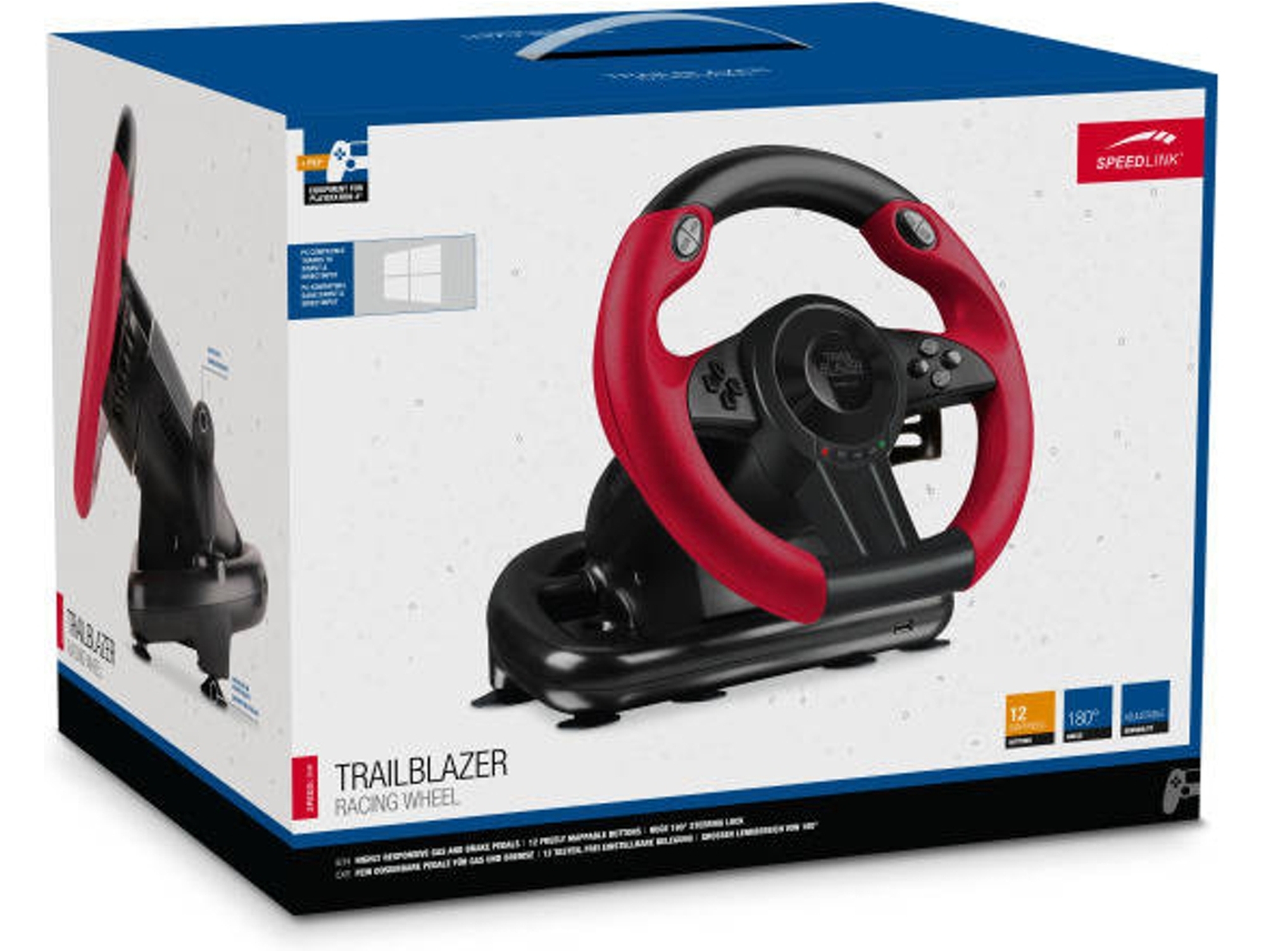 Volante + Pedales SPEEDLINK Trailblazer (Multiplataforma - Negro y Rojo)