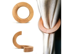 2 Piezas De Barras De Cortina Decorativas De Madera Estilo Retro Europeo Clásico Sin Ganchos Para Sala De Estar, Dormitorio Y Baño.