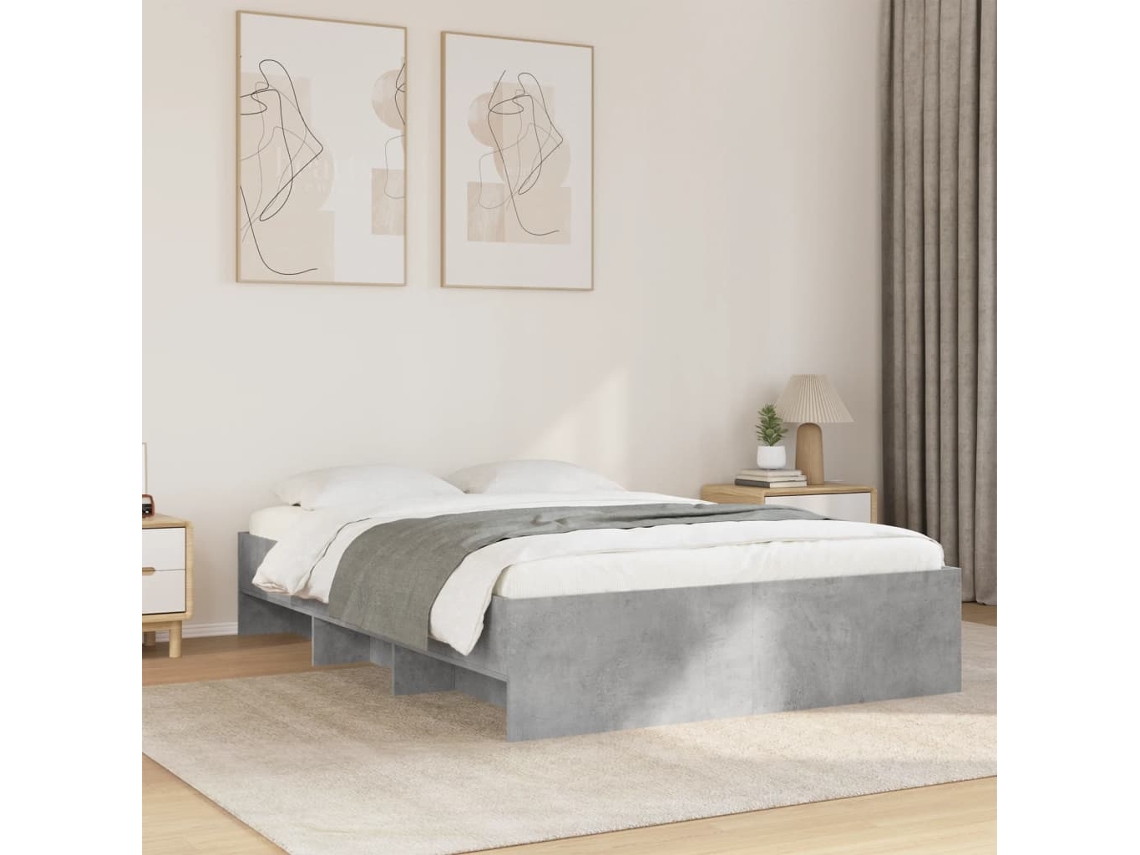 Estructura De Cama Madera De Ingeniería Gris Hormigón 140x200cm