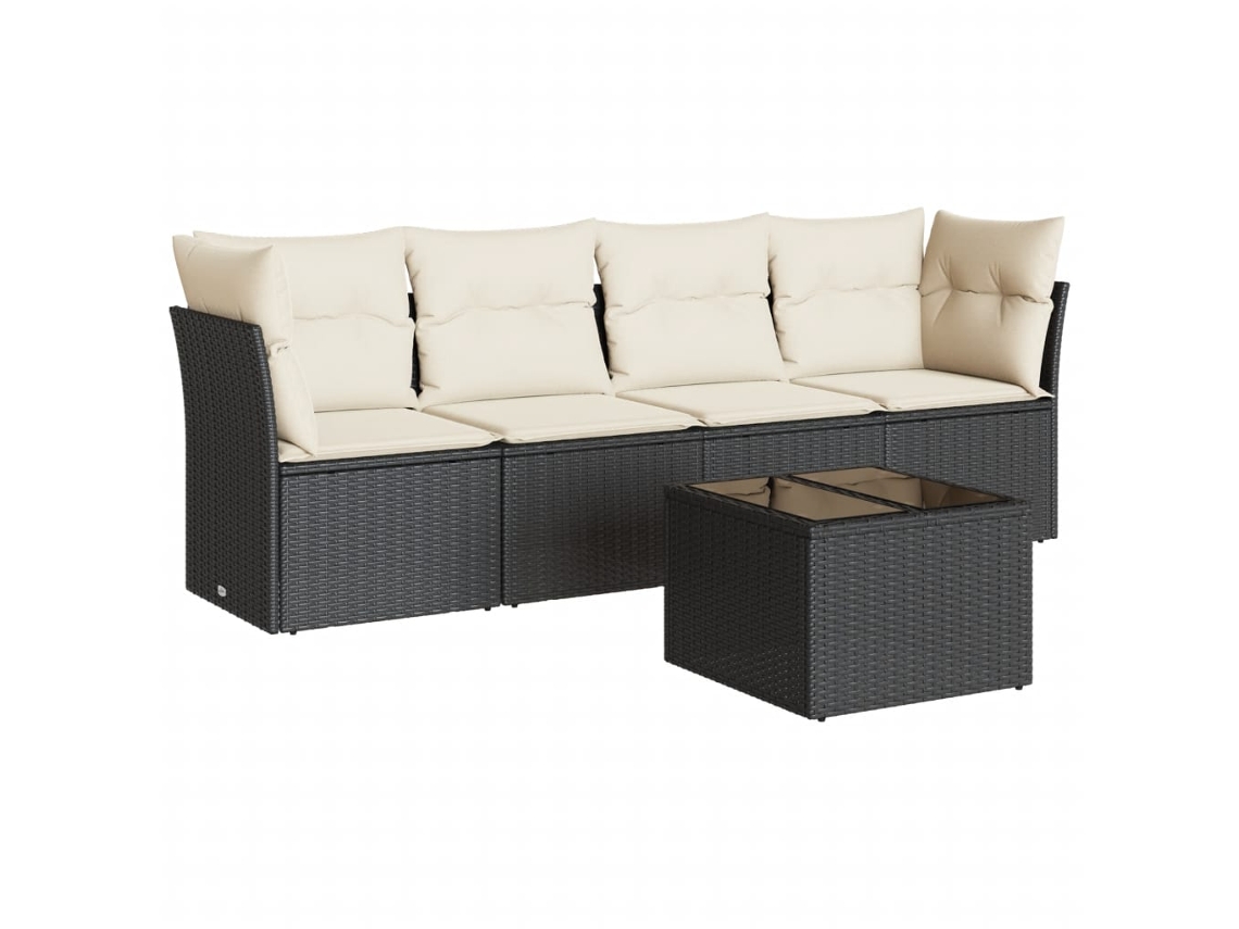Maison Exclusive - Set De Muebles De Jardín 5 Pzas Y Cojines Ratán Sintético Negro