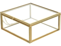 Caja De Joyería De Cristal Transparente Y Aleación De Oro, Con Tapa Decorativa Para Guardar Objetos Pequeños.