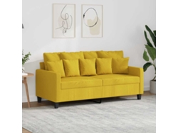 Sofá de 2 plazas HARLANV1, Relax, 140 cm, tela amarillo claro.