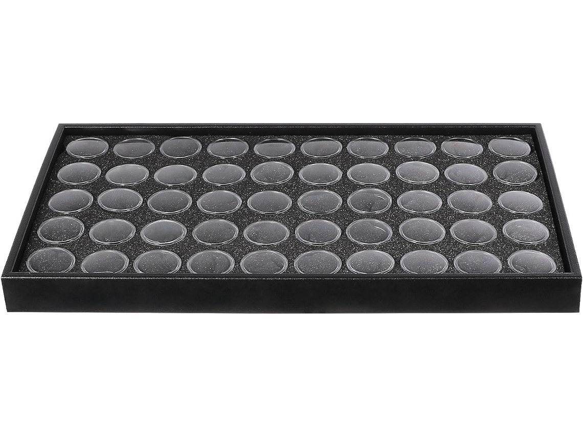 Estuche compacto para herramientas de uñas con 50 compartimentos, fabricado en plástico ligero, para guardar diamantes de imitación, cuentas y más. SFUSHOS