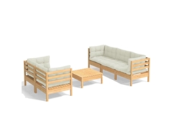 Maison Exclusive - Muebles De Jardín 6 Piezas Cojines Madera De Pino Crema