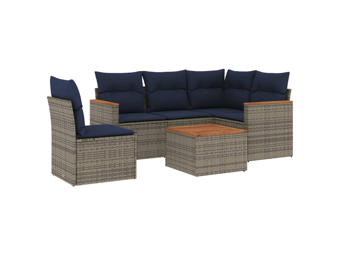 Maison Exclusive - Conjunto De Sofá De Jardín De 6 Piezas Con Cojines, Poliratán Gris