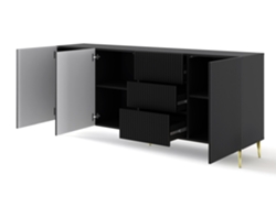 Aparador FURNLUX Classic Ravenna B (Negro, Madera Contrachapada - 200X42X87 Cm)