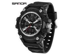 Reloj Despertador Electrónico Multifuncional (totalmente Negro) Con Acabado Luminoso, Resistente Al Agua Y A Los Golpes.