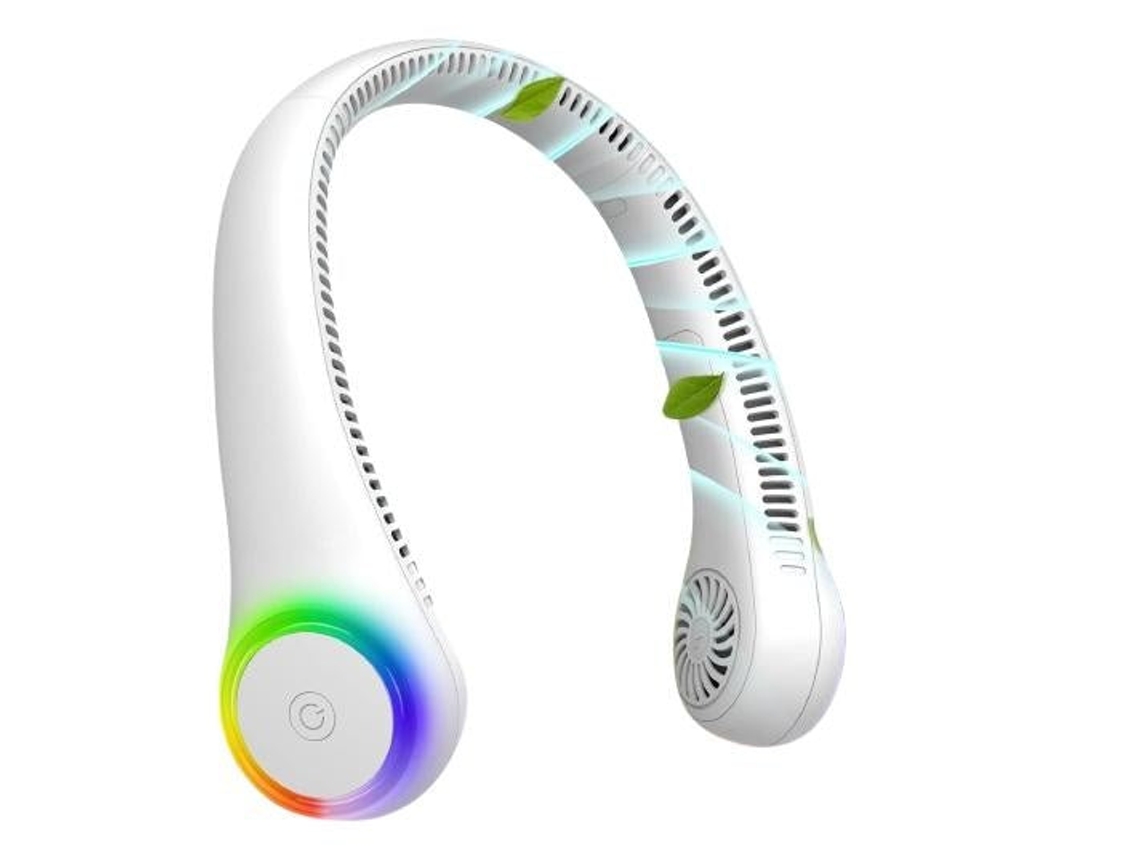 Wowgo Cuello Mini Ventilador Bnf0688 Usb De Manos Libres 3 Velocidades, Blanco (Nuevo No Precintado)