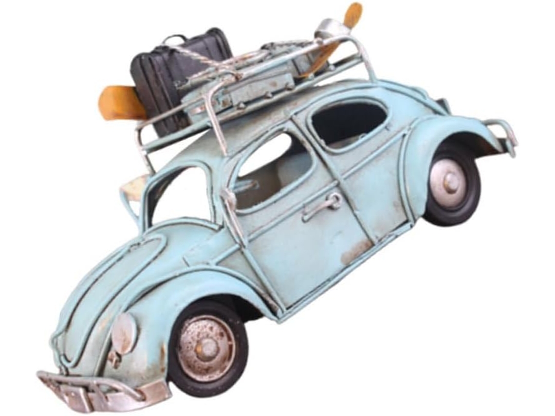Adorno De Mesa De Hierro Azul Con Forma De Coche Antiguo. Decoración Única Para La Oficina.