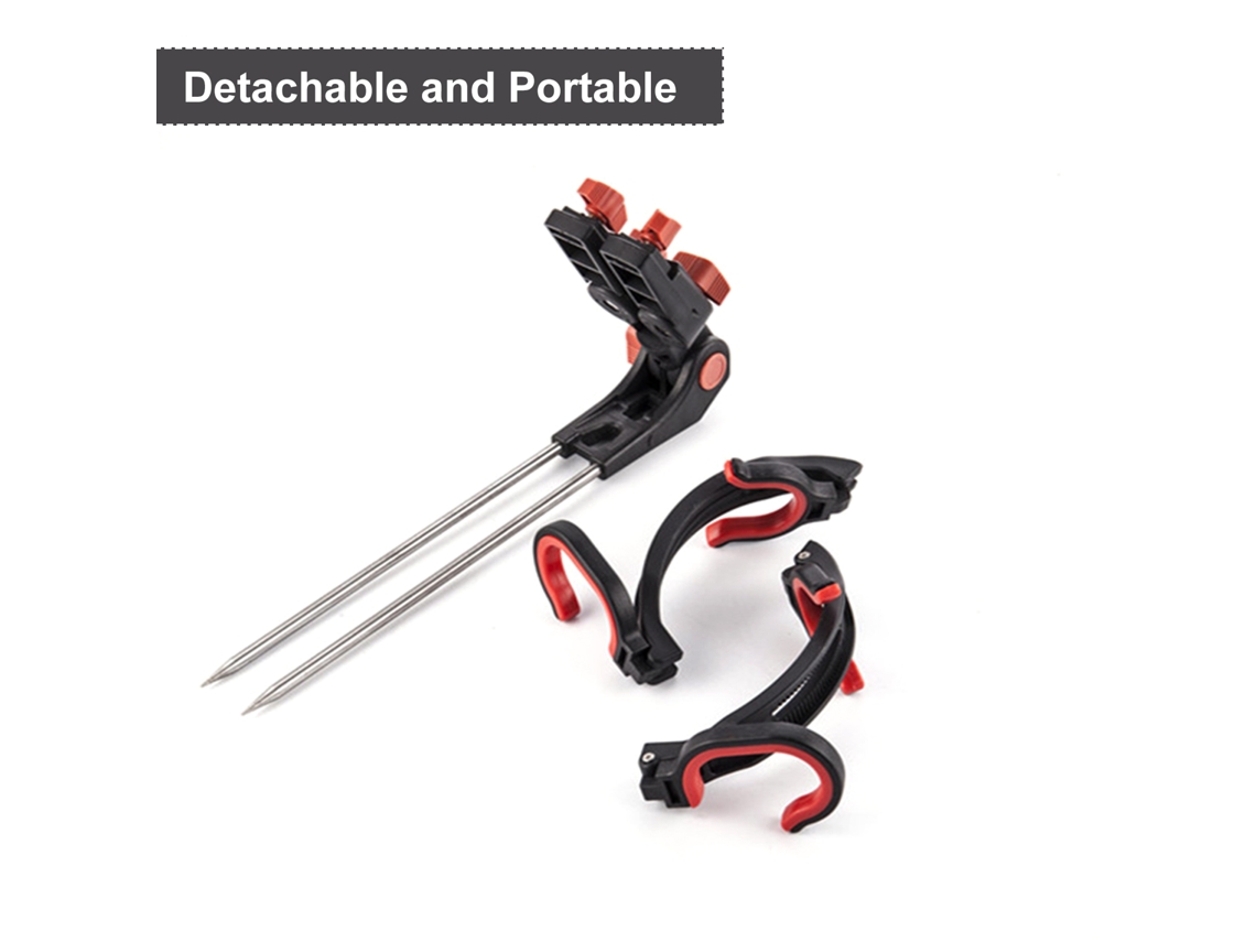 Soporte ajustable para cañas de pescar con 2 postes