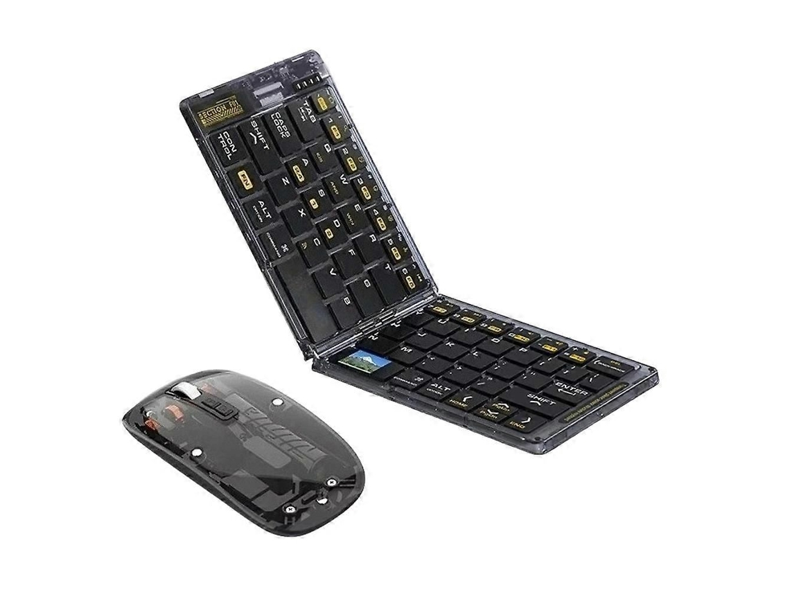 Teclado Bluetooth Sem Fio Dobrável e Transparente com Kit de Mouse, Teclado Dobrável para Viagem para Smartphone e Computador. TAISHENGDA