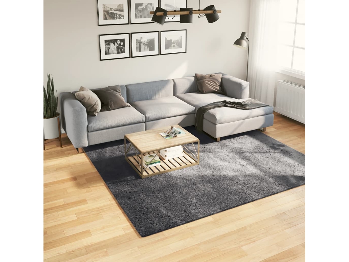 Alfombra De Pelo Corto Suave Lavable Huarte Antracita 240x240cm