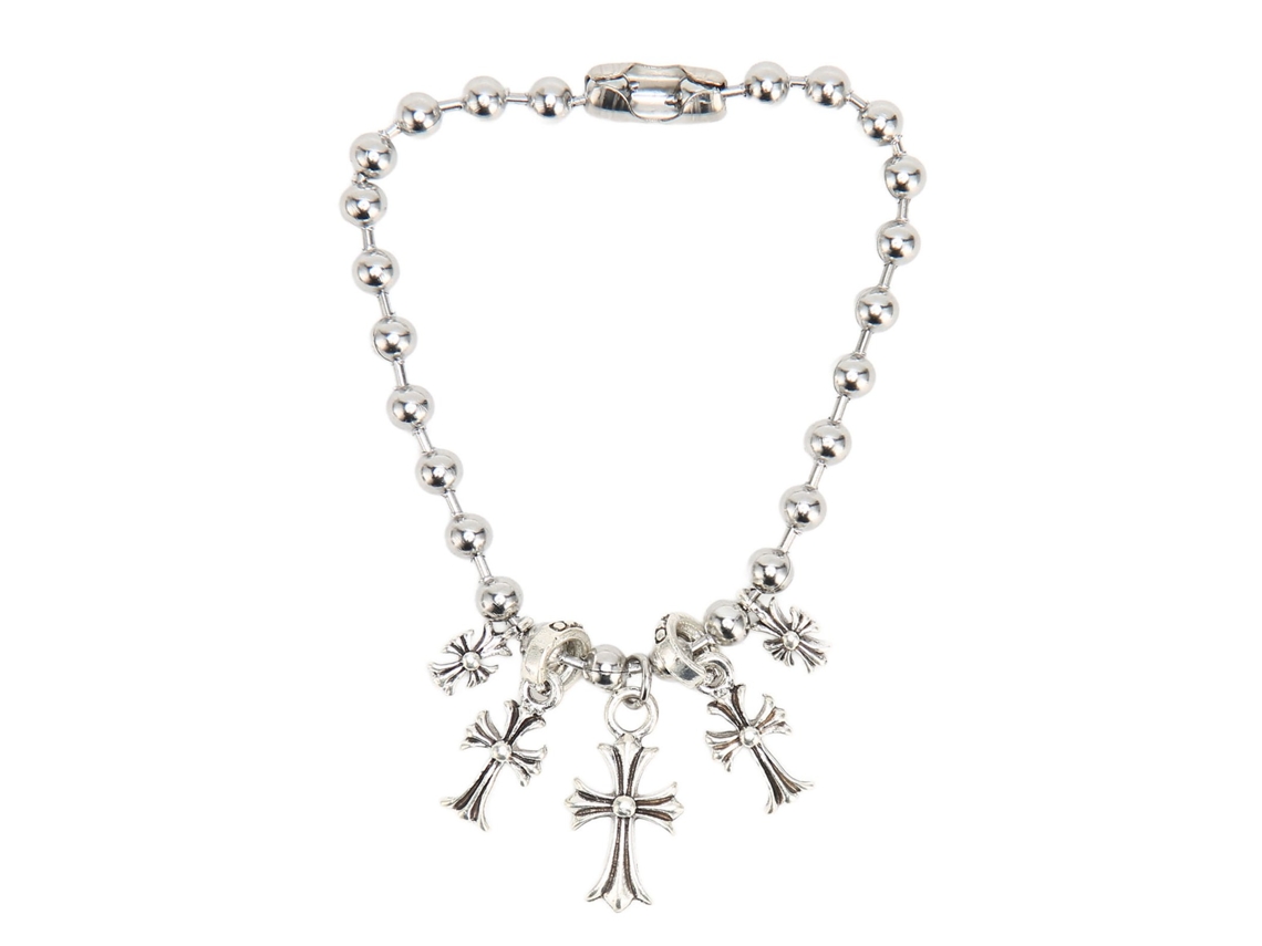 Pulsera De Cruz De Metal De Acero Inoxidable De Estilo Vintage Con Cuentas - Regalo De Buena Suerte Para Hombres Y Mujeres
