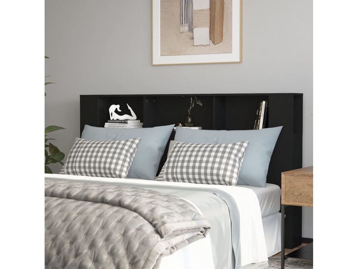 Mueble Cabecero Negro 180x18,5x104,5 Cm