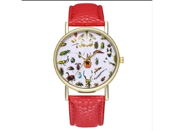 Reloj De Pulsera Unisex Informal Con Estampado De Insectos Y Cuarzo, Regalo De Moda (rojo)