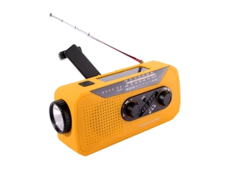 Radio meteorológica manivela de emergencia, linterna LED solar portátil de AM/FM, con alarma SOS, potencia de 2000mAh